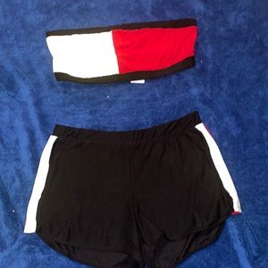 Bando crop top short set from Fashion Nova.